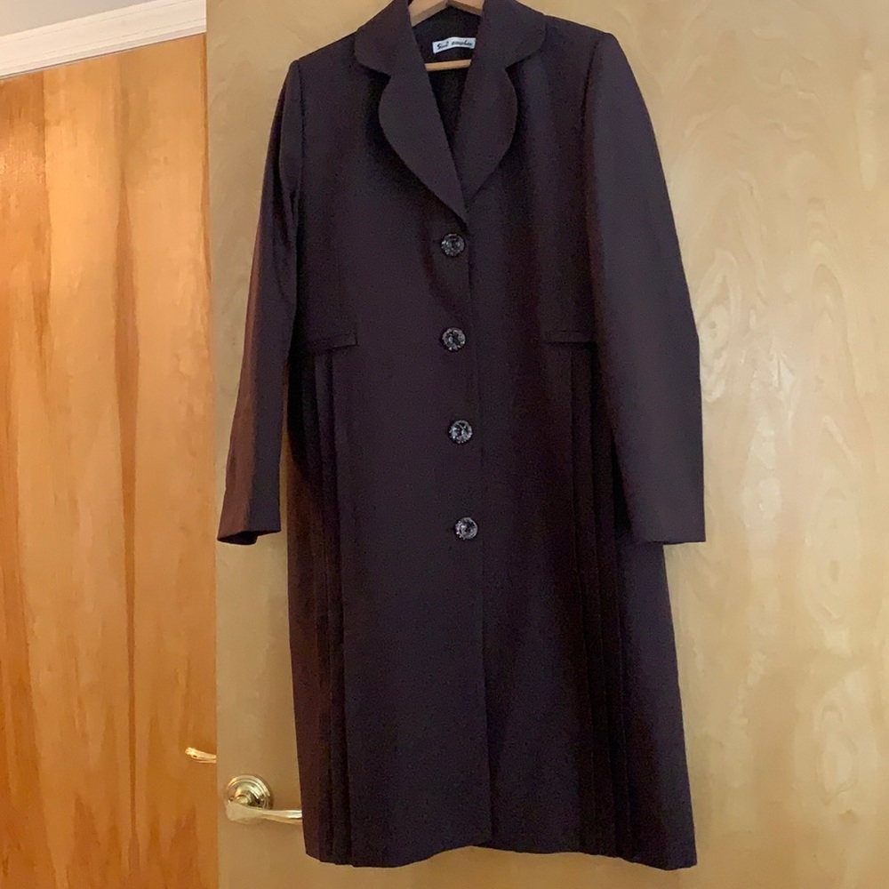 Sajeda Long pleated coat-Dark brown-M